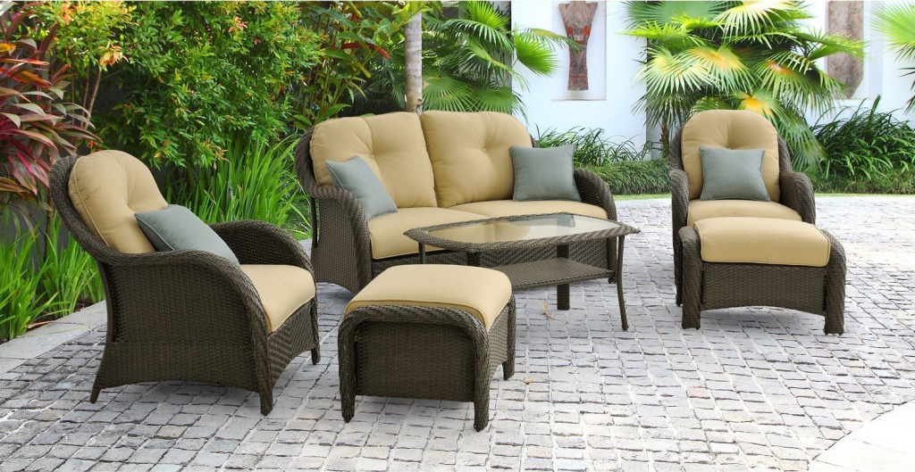 Hanover Newport 6 Piece Wicker Outdoor Conversation Set