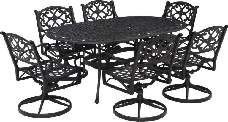 Home Styles Biscayne 7 Piece Outdoor Dining Set With Swivel Arm Chairs Patio Table 5544