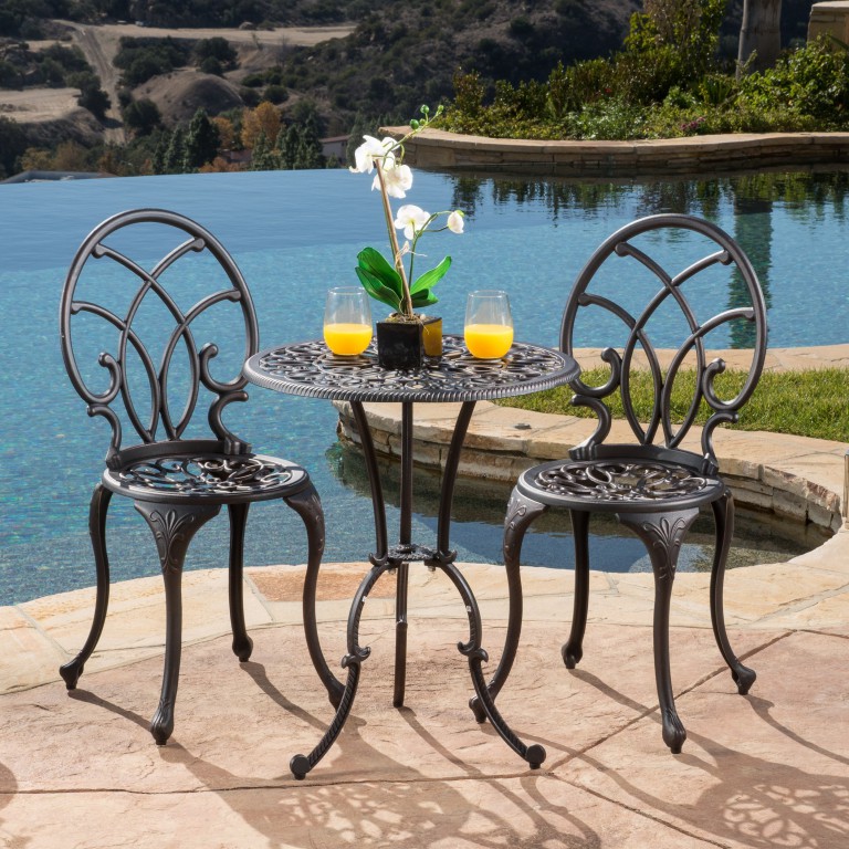 Charleston Aluminum Bronze Bistro Set - Patio Table