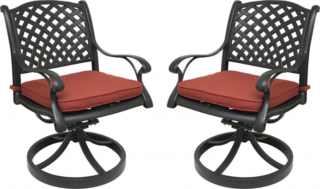 Nevada Cast Aluminum Outdoor Swivel Rocker Chairs with Sunbrella