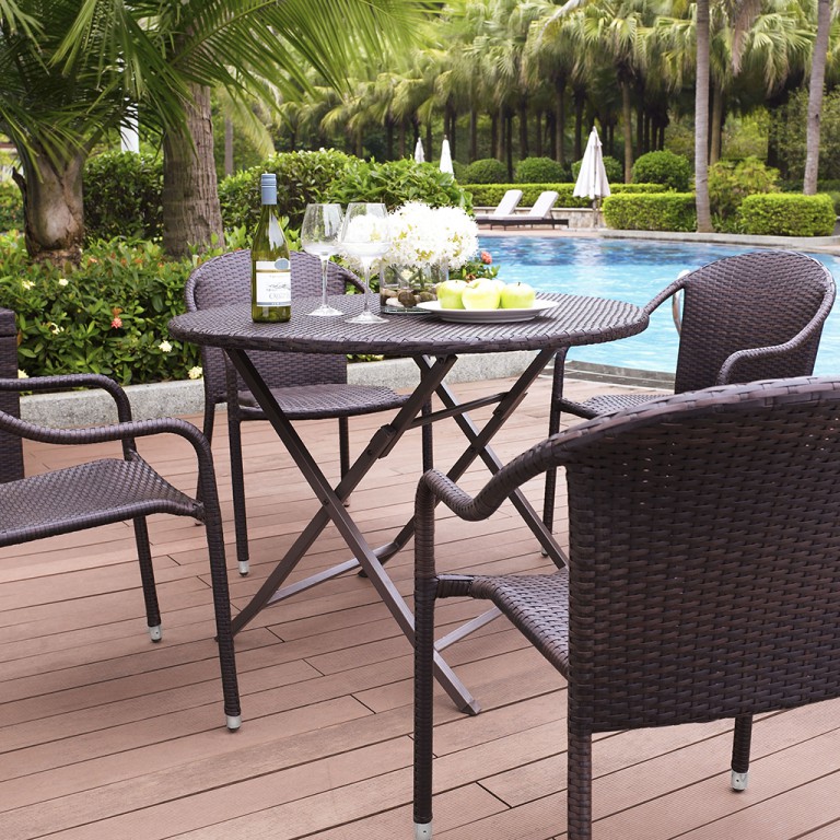 Crosley Palm Harbor 5 Piece Outdoor Dining Set w/ Stackable Chairs