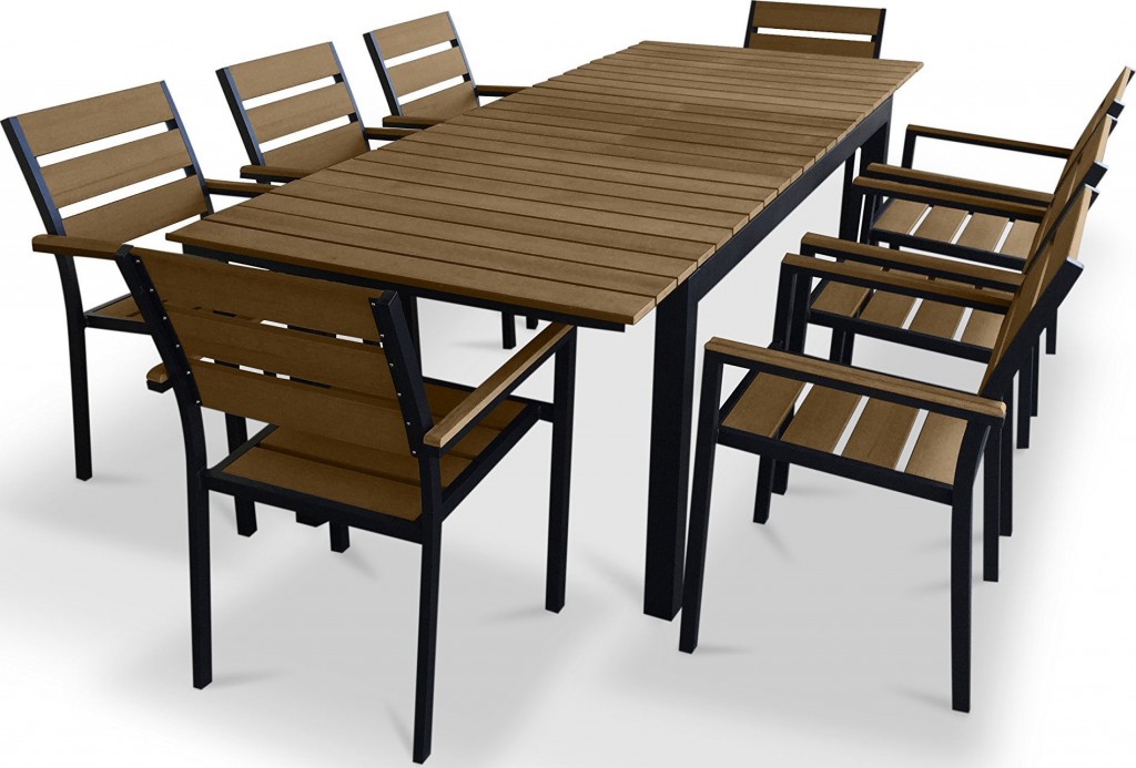 Urban Furnishing 9 Piece Polywood Outdoor Patio Dining Set  Patio Table