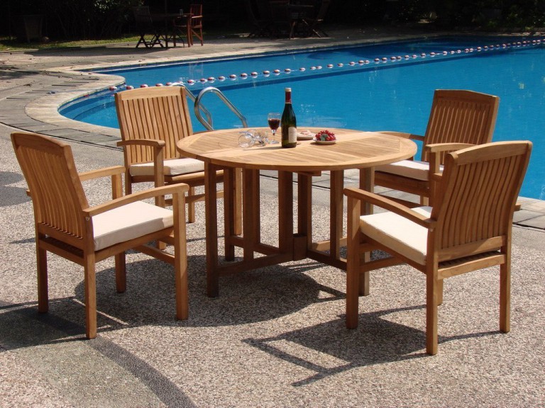 WholesaleTeak 5 Piece Grade-A Teak Dining Set with 48